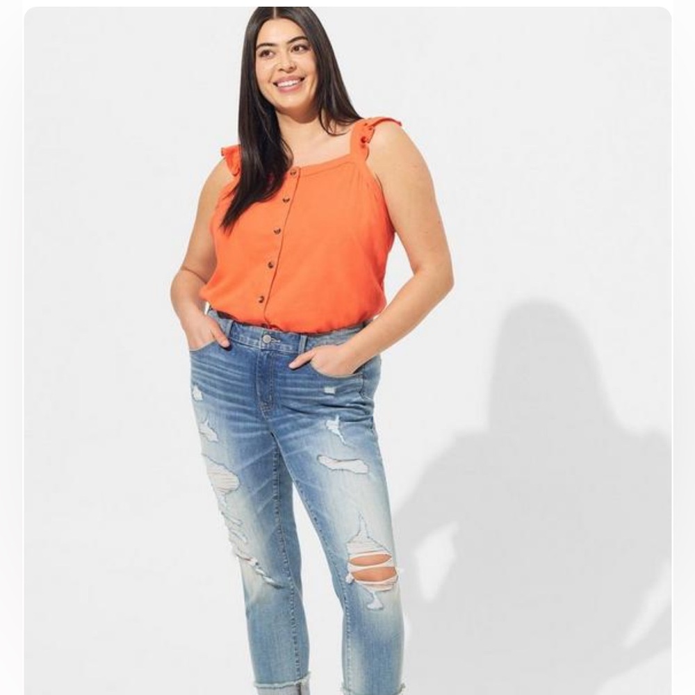 NWT Torrid Double Gauze Ruffle Button Front Tank Top Size 2x - Picture 3 of 9